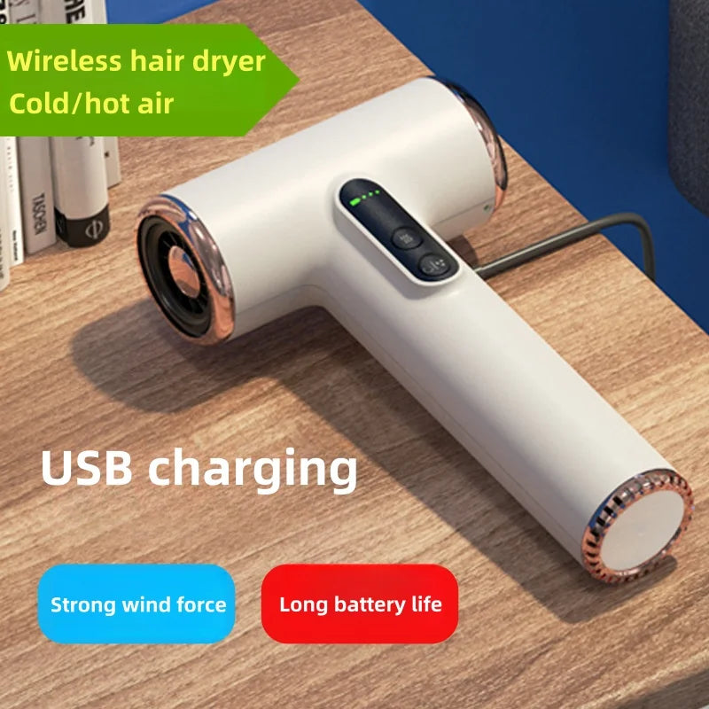 2024 New Wireless Hair Dryer High Wind USB Fast Charging Wireless Cold/Hot Air Home/Dormitory/Travel Essential Hair Dryer