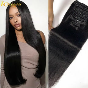 Clip In Hair Extensions Human Hair Brazilian Straight Clip In Natural Black Color Clip Ins Remy Hair 20 22 24 26 Inch For Women