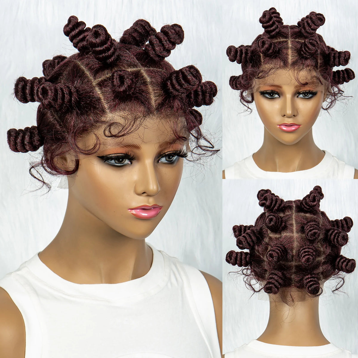 Knotless Braids Wig Synthetic Box Braided Hair Twist Braided Buns Wig Full Lace African Braiding Hair For Black Women