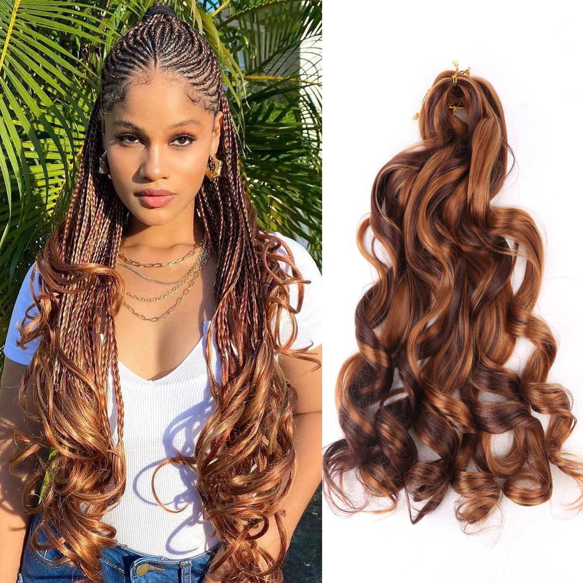 26Inch French Curls Braiding Hair Extensions Synthetic Curl Hair Loose Wave Spiral Curl Crochet Hair Braids For Black Women