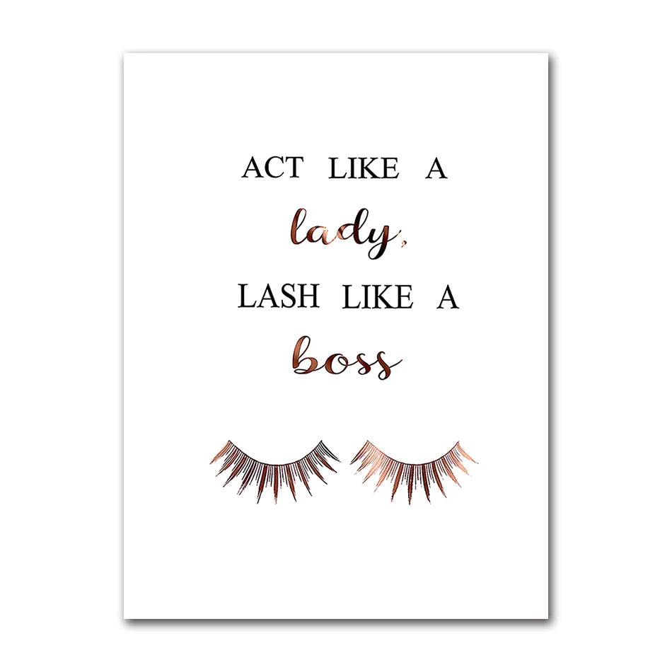 Posters Girls Room Wall Art Canvas Painting Lashes Pictures Prints Makeup Salon Wall Decor Fashion Eyelashes Extensions Quotes