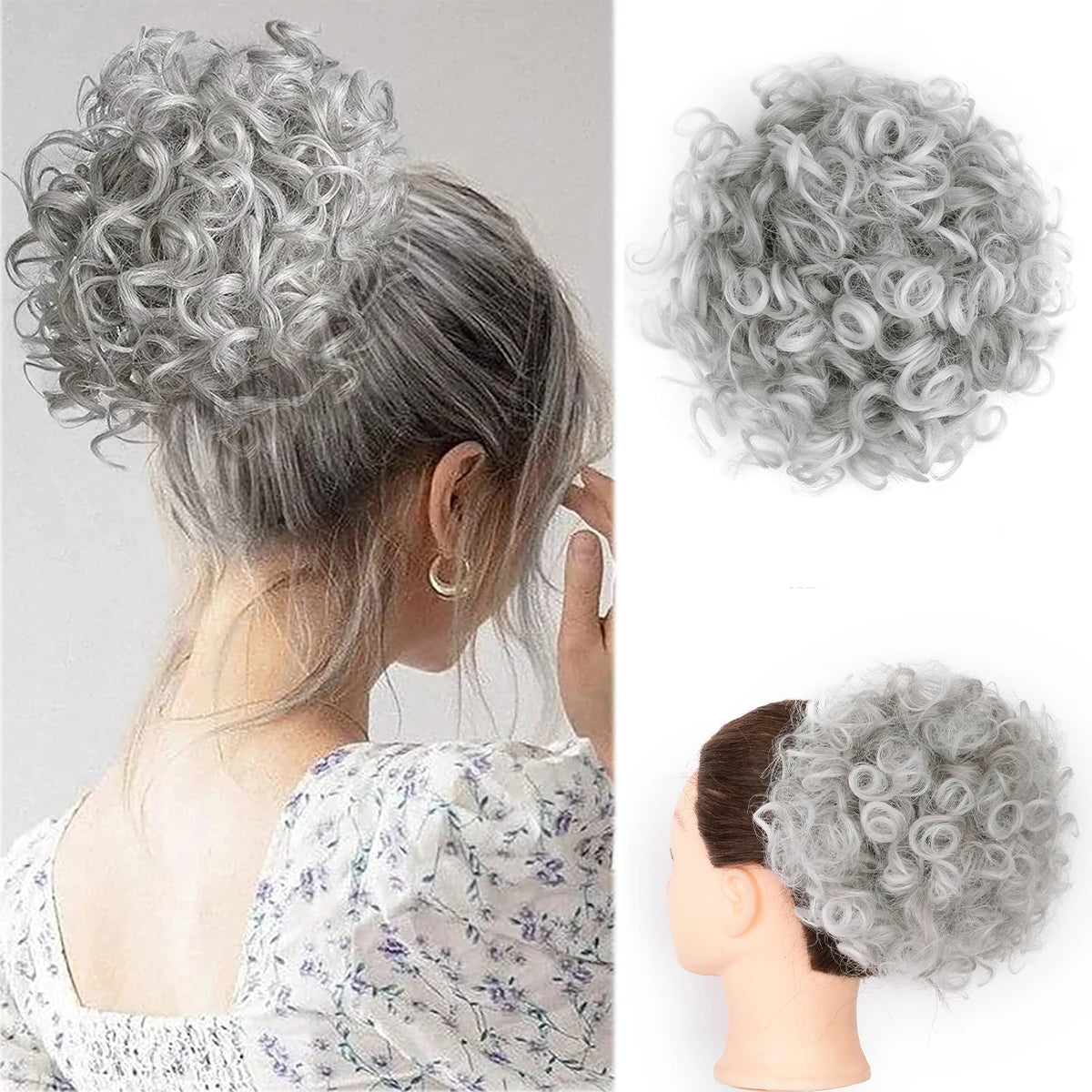 Chorliss Synthetic Claw Chignon Women Messy Curly Fluffy Hair Bun Clip In Ponytail Hair Extensions Natural False Hairpieces