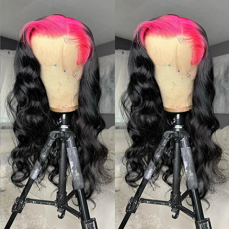 Charisma 26 Inches Long Body Wave Synthetic Lace Front Wig Orange To Black Ombre Wigs For Women Frontal Wig Cosplay