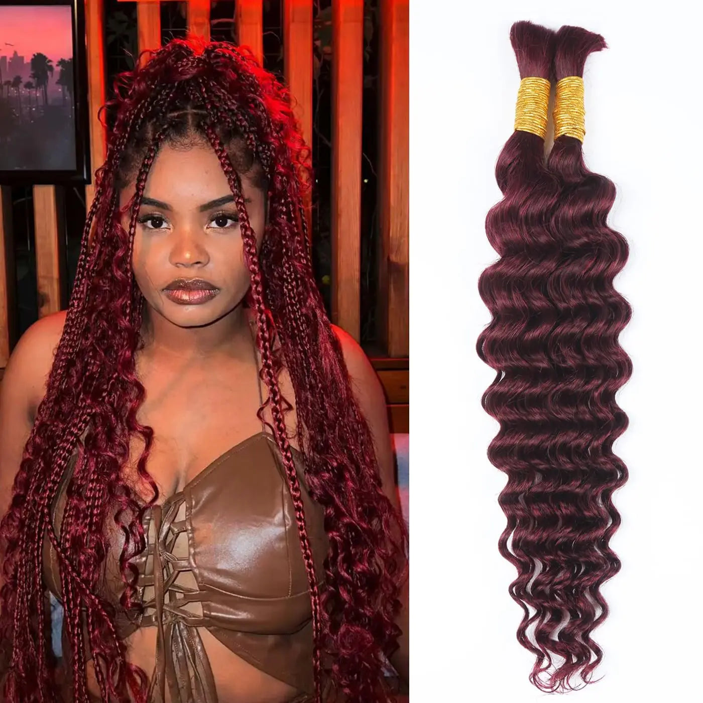 16-28 Inch Deep Wave Bulk Human Hair For Braiding Curly No Weft Bulk Hair Bundles Bulk Hair Bundles For Boho Braids Human Hair