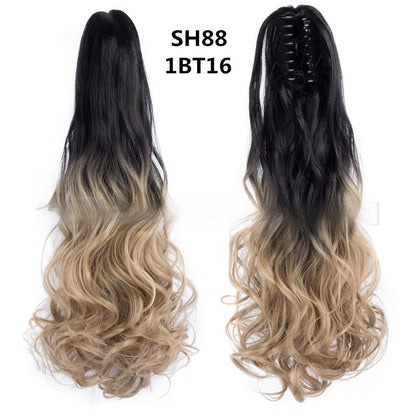 Colorful Long Curly Hair Clip Ponytail Wig
