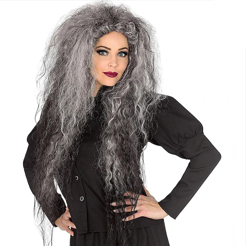 HAIRJOY  Synthetic Hair Wild Witches Wig Grey Halloween Cosplay Party Wigs