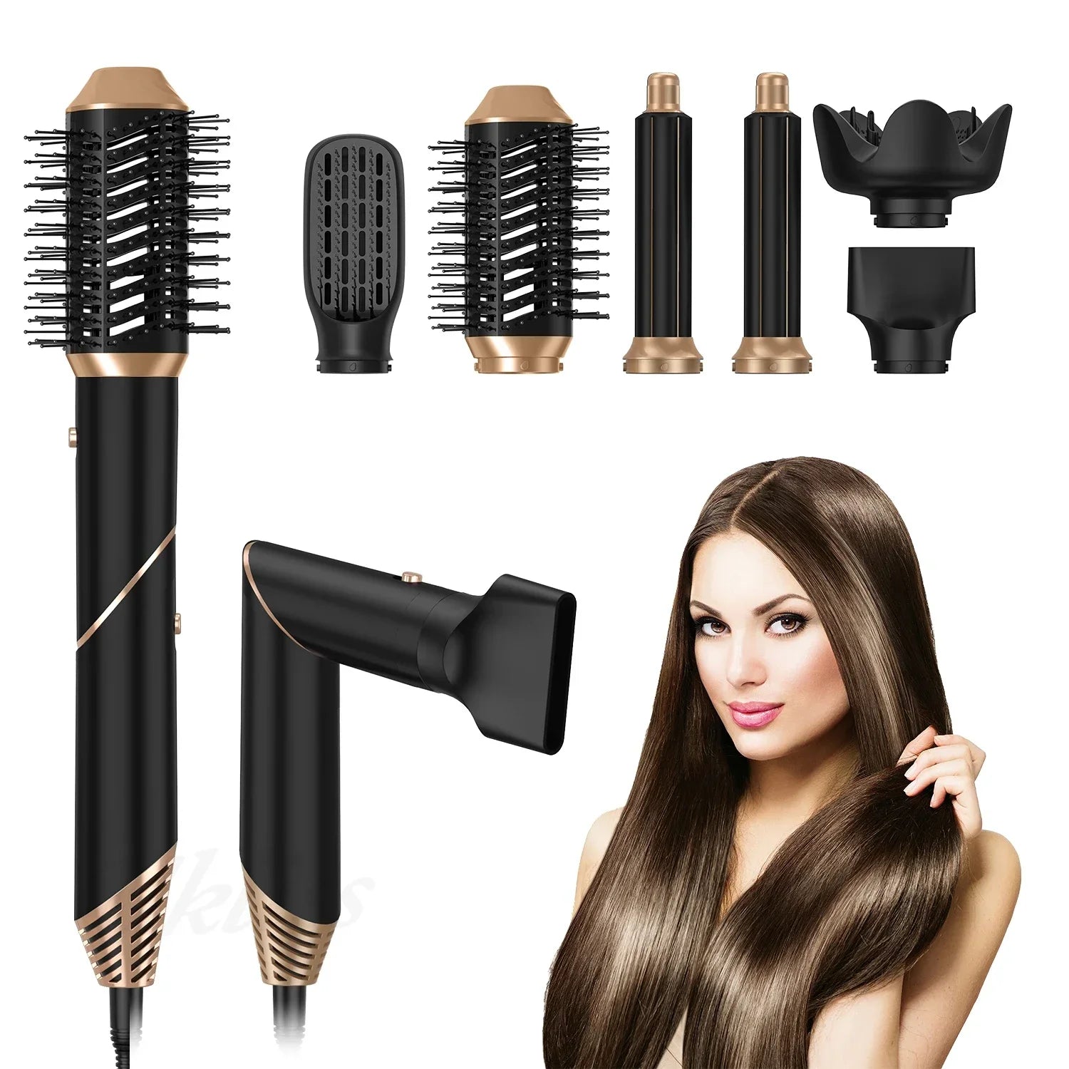 6 In1 Hair Dryer Curling Iron Straightener Hair Brush Electric Hairdryer Folding Styling Comb Multi Hair Styler Hair Care