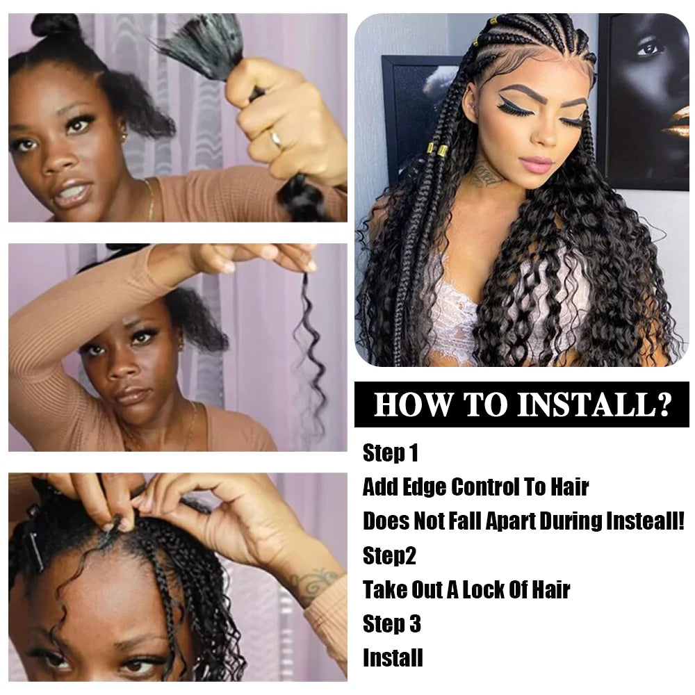 2 Bundles Human Braiding Hair for Boho Braids, 14Inch 100G 10A Brazilian Virgin Deep Wave Bulk Human Hair for Braiding