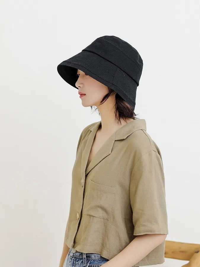 Fashionable Bucket Hat with Hair for Women,Short Wavy Detachable Fake Hat Wigs for Fall/Summer/Spring,Black/Khaki Cap Wig