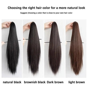 Long Straight Ponytail Wig 45cm/55cm Strap Style High Ponytail Long Straight Hair Black Brown Hair Extended Ponytail