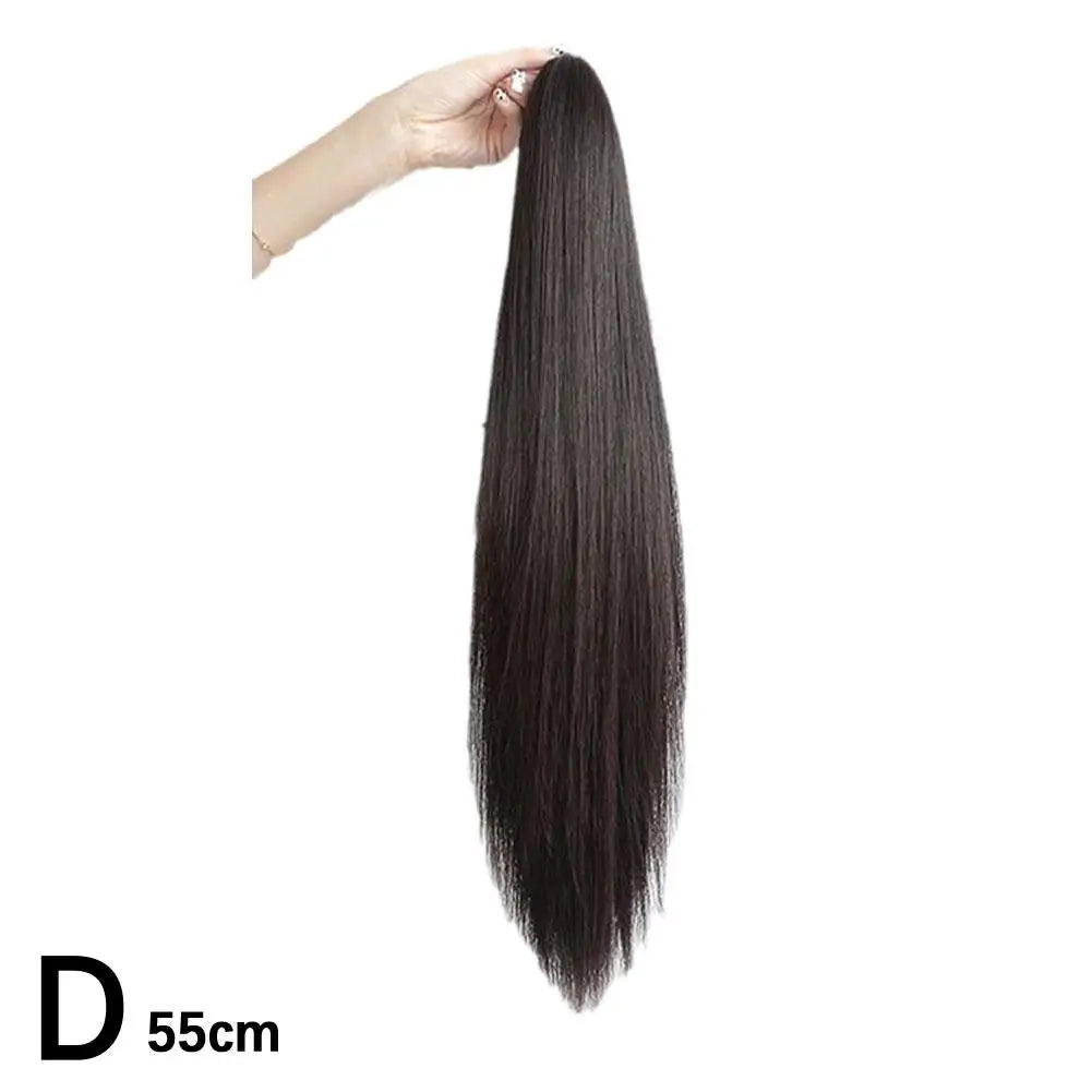 Long Straight Ponytail Wig 45cm/55cm Strap Style High Ponytail Long Straight Hair Black Brown Hair Extended Ponytail