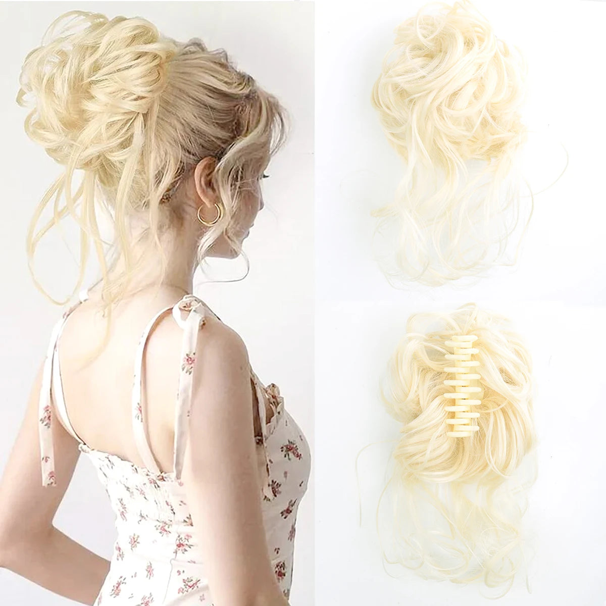 Chorliss Synthetic Claw Chignon Women Messy Curly Fluffy Hair Bun Clip In Ponytail Hair Extensions Natural False Hairpieces