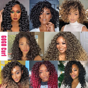 7 Packs GoGo Short Curl Crochet Hair 12 Inch for Women Beach Water Wave Deep Twist Synthetic Braiding Extensions（55g/pack，7pacs）