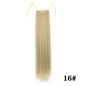 Synthetic Hair 22''' Long Straight Heat-Resistant Straight Hair With Ponytail Fake Hair Chip-in Natural Hairpiece Headwear