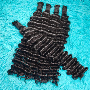 613 Deep Wave Bulk 100% Virgin Human Hair For Braiding Extenciones Natural Unprocessed No Weaving Culry Human Hair Bulk Bundles