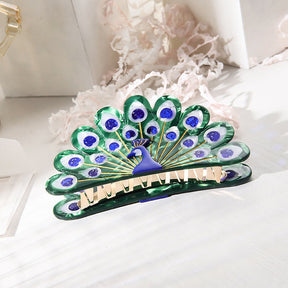 Peacock Grip Animal Hair Accessories Large Ponytail Shark Clip