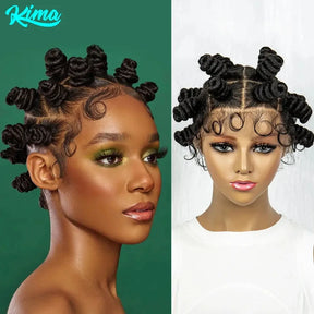 Knotless Braids Wig Synthetic Box Braided Hair Twist Braided Buns Wig Full Lace African Braiding Hair For Black Women