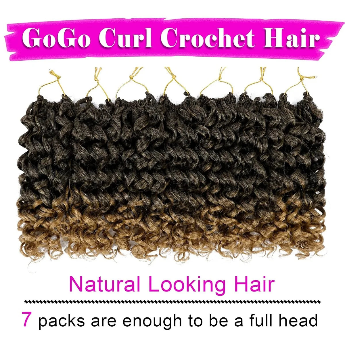 7 Packs GoGo Short Curl Crochet Hair 12 Inch for Women Beach Water Wave Deep Twist Synthetic Braiding Extensions（55g/pack，7pacs）