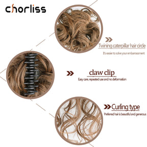 Chorliss Synthetic Claw Chignon Women Messy Curly Fluffy Hair Bun Clip In Ponytail Hair Extensions Natural False Hairpieces