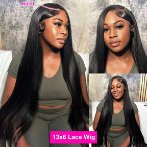 48 50 52 inches 200 Density 13x6 HD Transparent Lace Frontal Wig No Shedding Wig Natural Color Straight Human Hair Wig For Women