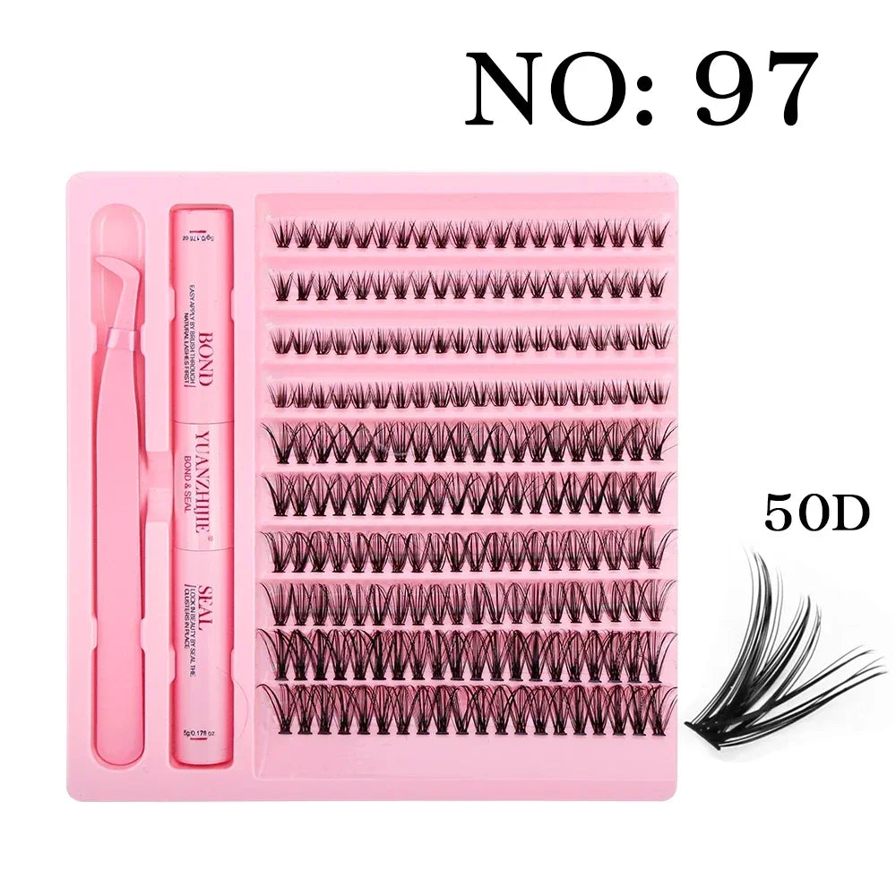 10cases/lot DIY Eyelash Extension Kit at Home Natural Clusters Wispy Lash with Lash Bond and Seal Makeup For Women