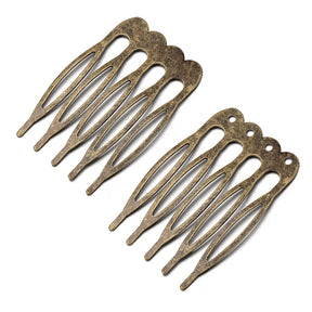 10pcs 5/10 Teeth DIY Metal Hair Comb Claw Hairpins (Silver/Gold/Bronze)  For Wedding Jewelry Making Findings Components Comb