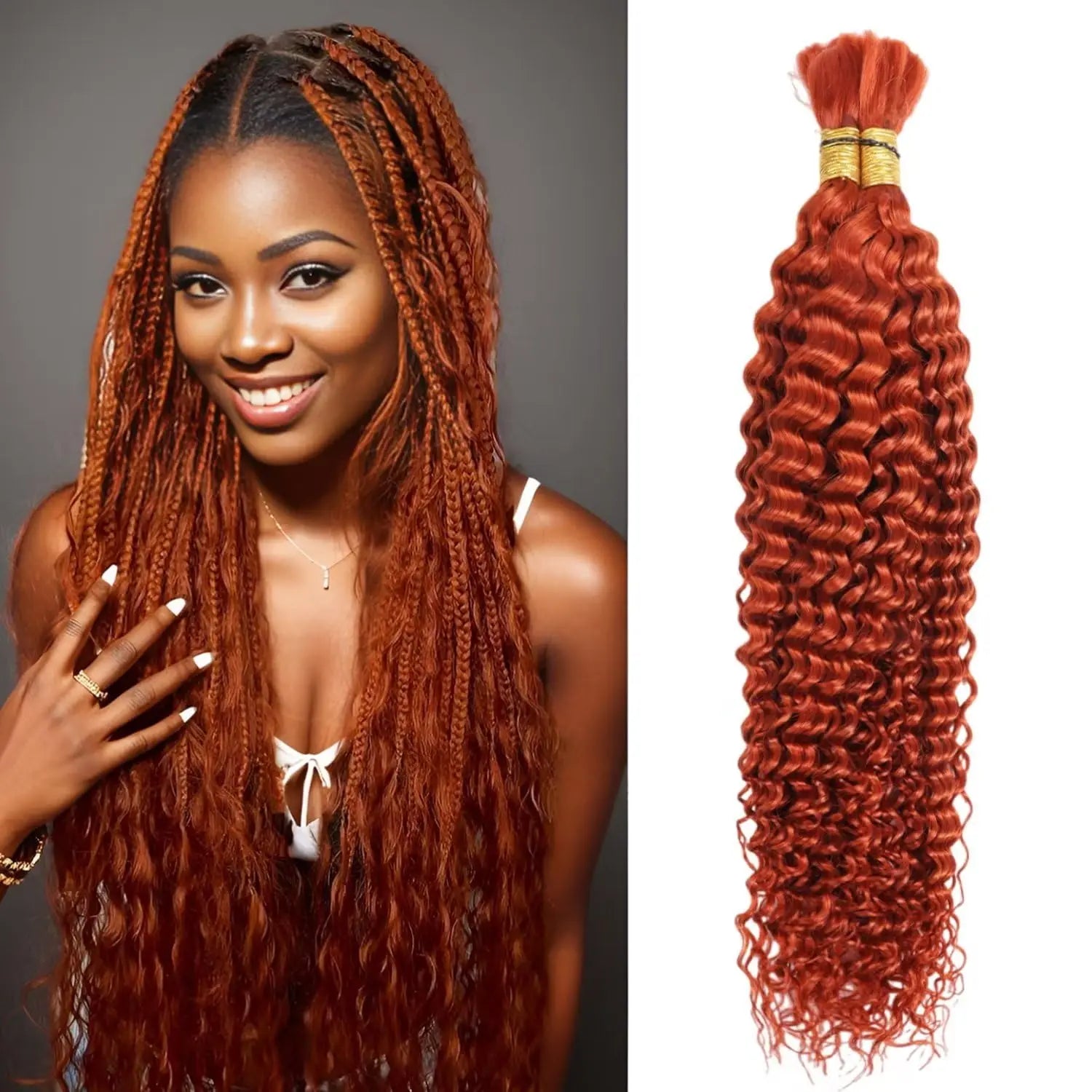 2 Bundles 100g Boho Braiding Human Hair for Boho Braids 4/27 Bohemian Knotless Wet and Wavy Deep Wave Curly Curls Bulk No Weft