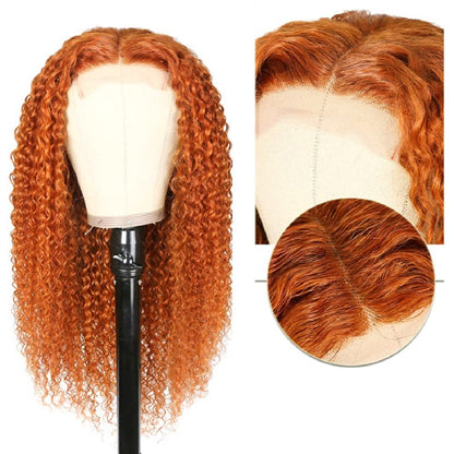 13x4 Curly Ginger Deep Wave Lace Front Human Hair Orange 13x6 Brazilian Hair Lace Frontal Wig 200 Density For Black Women