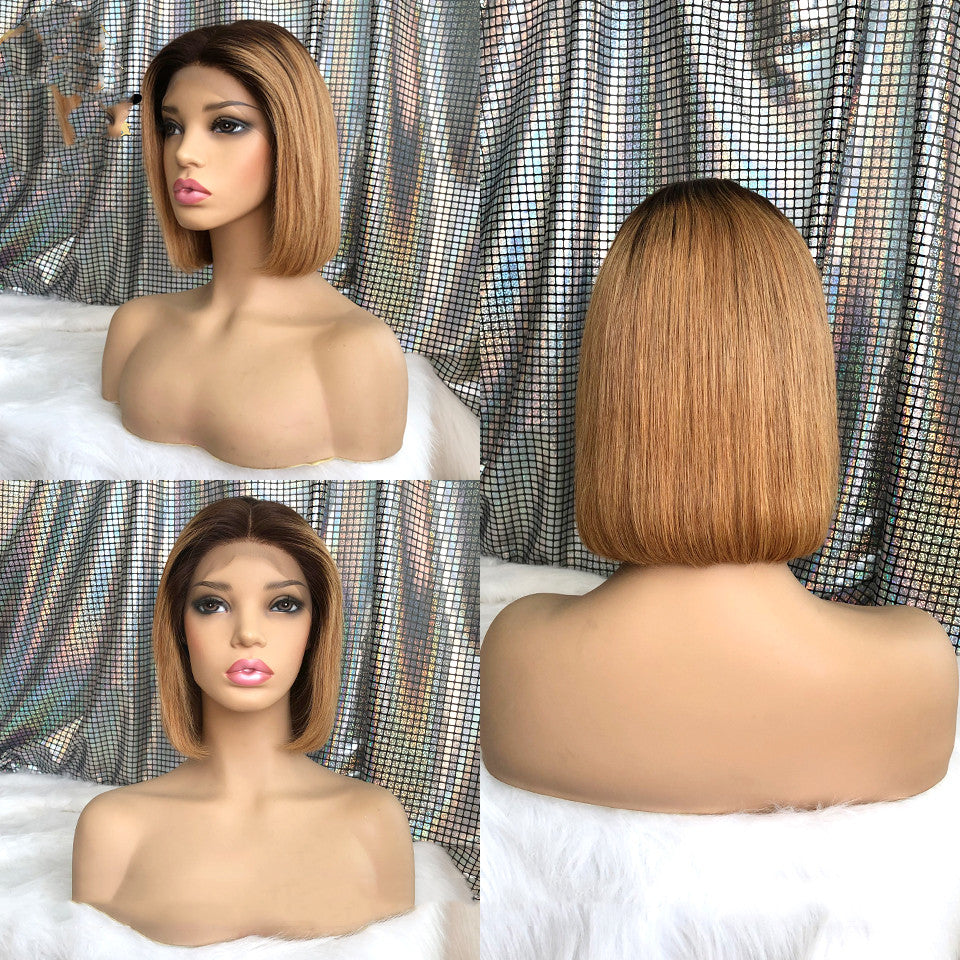 Fashionable Real Hair Bob Lace Headgear