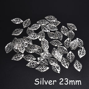 50pcs Craft Hollow Leaves Pendant Jewelry Accessories Golden Charm Filigree Jewelry Making Plated Vintage for Hair Comb Hot New