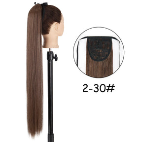 34inches Synthetic Ponytail Hair Extension Clip in Fake Wig Hairpiece Blonde Wrap Around Pigtail Long Smooth Overhead Pony Tail