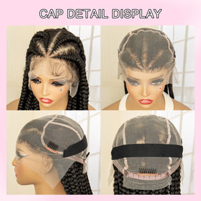 Braided Wigs Synthetic Lace Front Wig 360 Lace Cornrow Braided Wigs with Baby Hair Knotless 38 Inches Braid Wig for Black Women