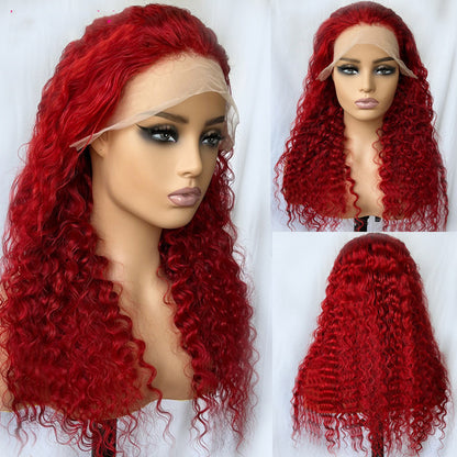 250 Density Red Deep Wave Human Hair Wig 13x5 Lace Front Human Hair Wig 13x6 Lace Frontal Red Curly Wigs Remy