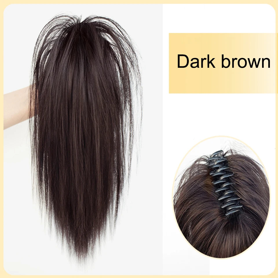 Synthetic Short Straight Claw Clip Ponytail Hair Extensions 16Inch Tail False Hair For Women Horse Tail Black Brown Hairpiece