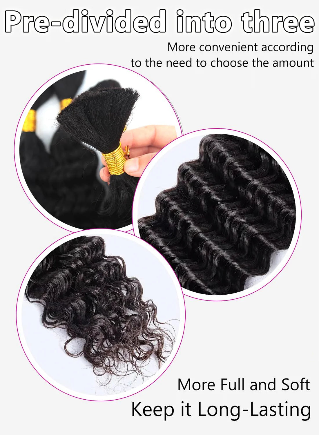 1B# Boho Braids Human Hair Bulk Human Hair For Braiding Blonde Deep Wave 2 Bundles 100g No Weft For Women Hair Extensions