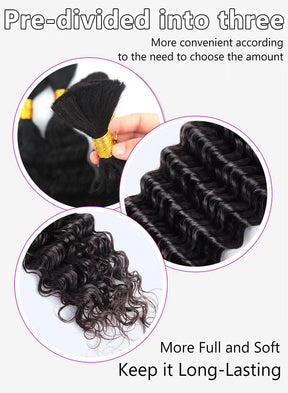 1B# Boho Braids Human Hair Bulk Human Hair For Braiding Blonde Deep Wave 2 Bundles 100g No Weft For Women Hair Extensions