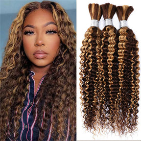 2 Bundles 100g Boho Braiding Human Hair for Boho Braids 4/27 Bohemian Knotless Wet and Wavy Deep Wave Curly Curls Bulk No Weft