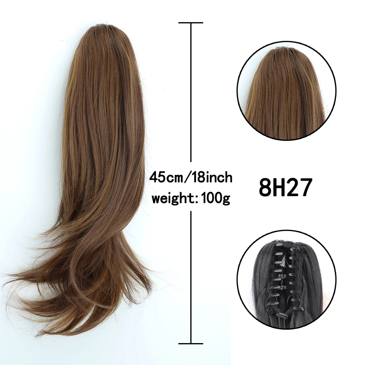 Synthetic Claw Clip Ponytail Hair Extensions 18 Inch Long Wavy Pony Tail Fake Hairpiece For Women Black Brown Layered