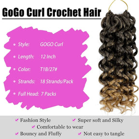 7 Packs GoGo Short Curl Crochet Hair 12 Inch for Women Beach Water Wave Deep Twist Synthetic Braiding Extensions（55g/pack，7pacs）