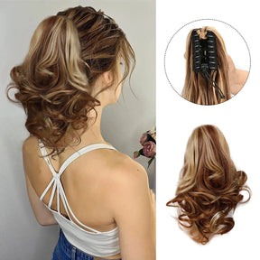 Claw Ponytail Clip in Wavy Hair Extensions Short Curly Ponytail 12 Inch Natural Wave Hair Accessories for Women Girls Daily Use