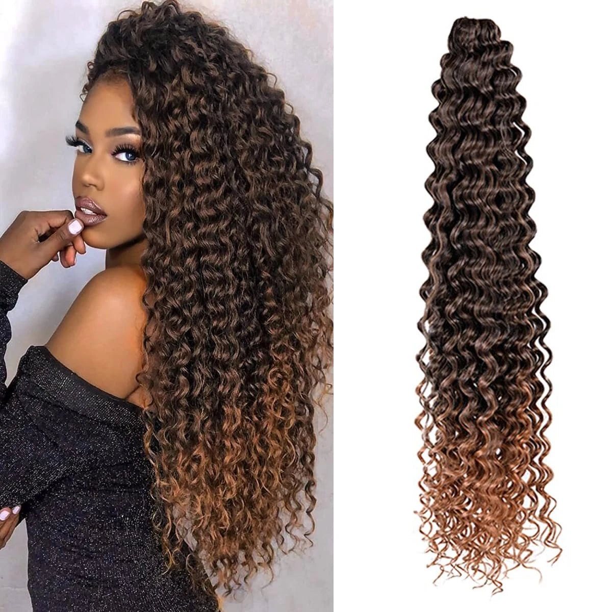 Ocean Wave Ombre Braiding Hair Extensions 22 28Inch Synthetic Twist Ripple Crochet Deep Wave Braids Hair Extensions For Women