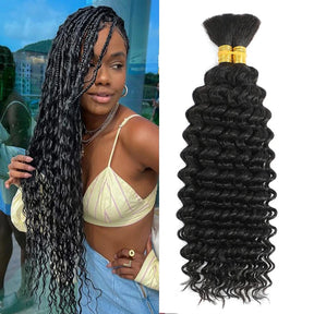 1B# Boho Braids Human Hair Bulk Human Hair For Braiding Blonde Deep Wave 2 Bundles 100g No Weft For Women Hair Extensions