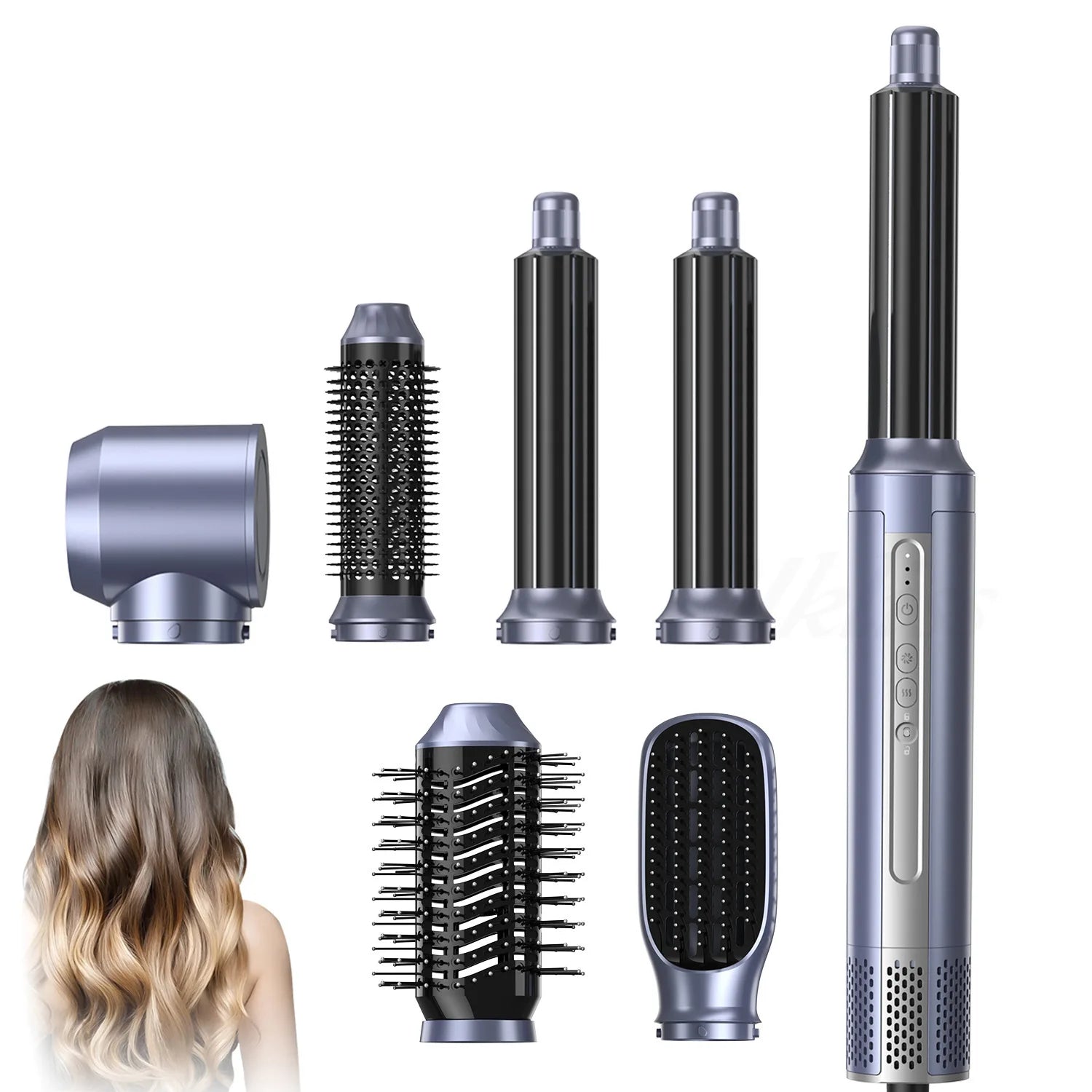 Hot air comb 6-in-1 curling iron Multifunctional curling iron Hot air comb Hair dryer Straightener Styling comb מסלסלי שיער