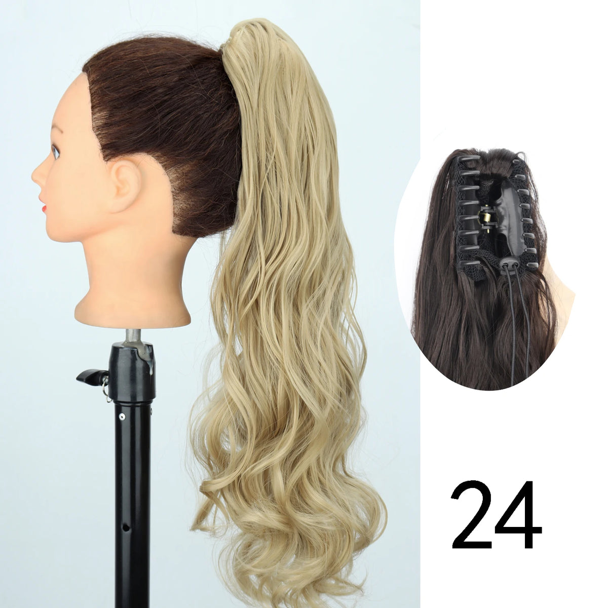 Synthetic 24inch Claw Clip On Straight Ponytail Hair Extension Ponytail Extension Hair For Women Pony Tail Hair Hairpiece