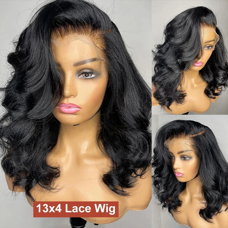 180 Density Short Bob Wigs Body Wave 13x4 Lace Front Wigs Brazilian Lace Frontal Synthetic Hair Wigs For Women Party Cosplay